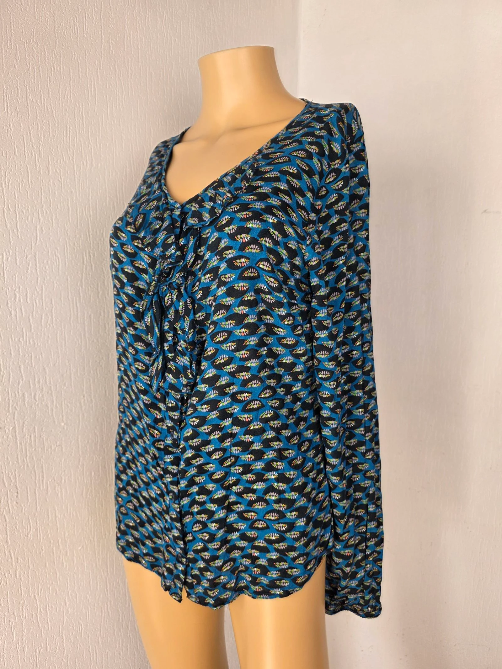 Chemise blouse imprimée volants Miss Captain Tortue - Taille 36 (S)